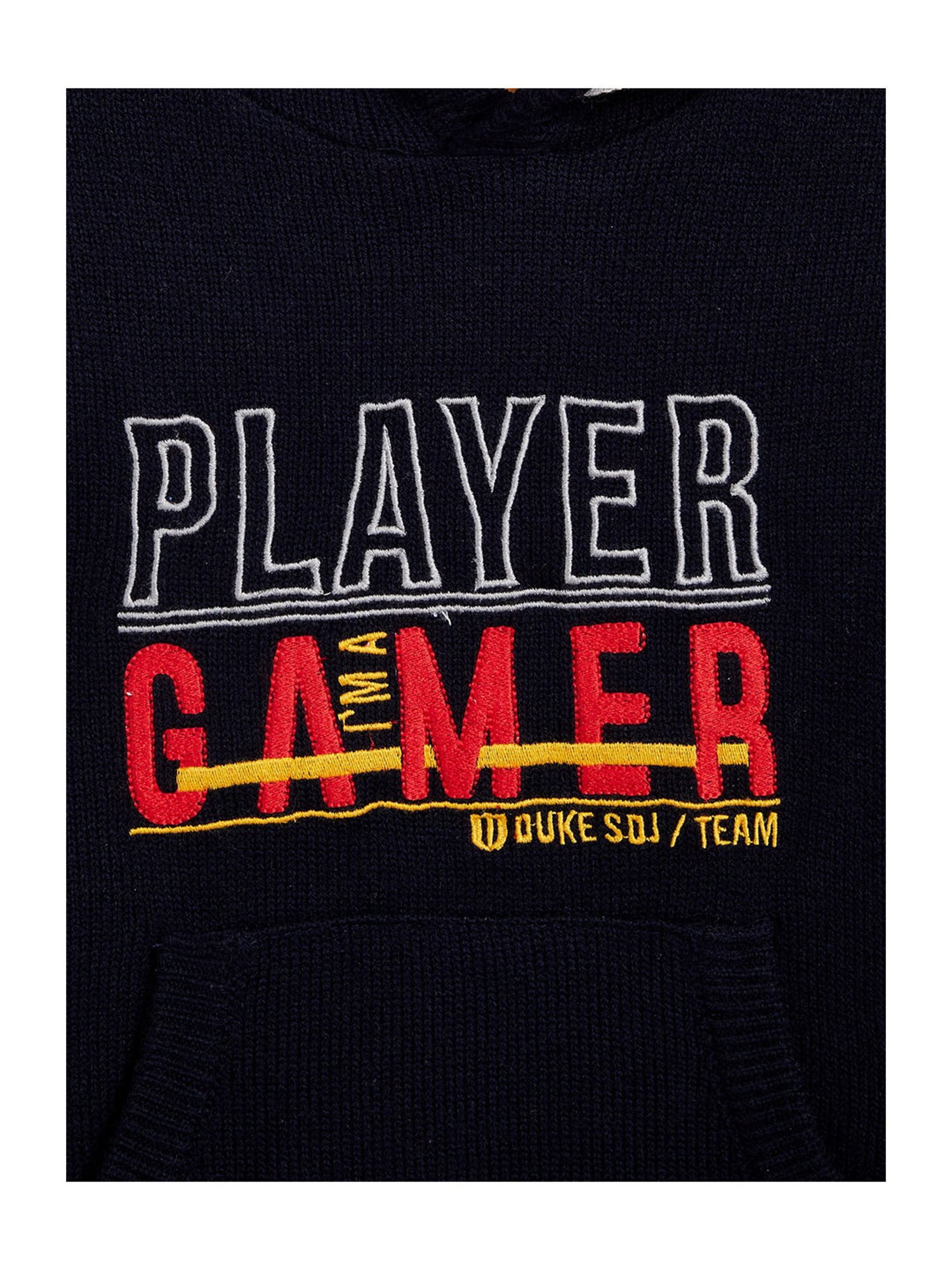 Duke Kids Navy Embroidered Full Sleeves Sweater