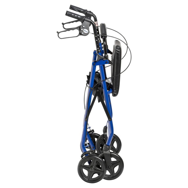 Drive Medical Aluminum Rollator with Fold Up and Removable Back Support and Padded Seat, Blue