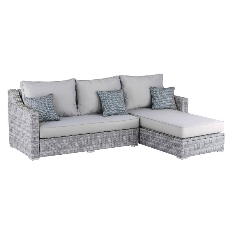 Vallauris Outdoor Storage Sectional - Gray Wicker - Adore Decor