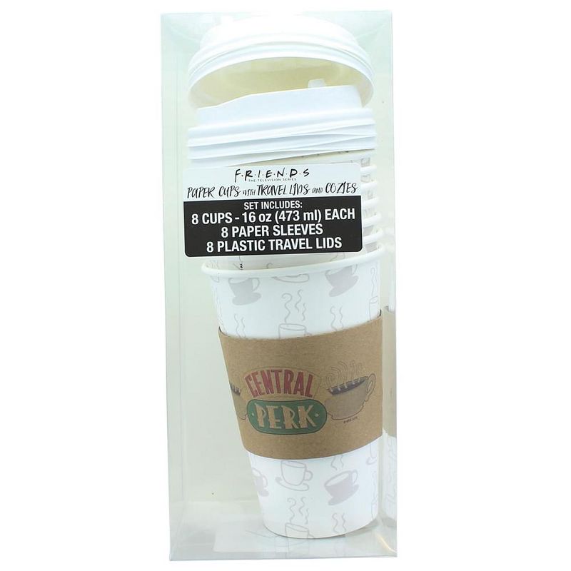 Silver Buffalo Friends Central Perk Logo 16oz Disposable Coffee Cups w/ Lids 8 Count Coffe Mug