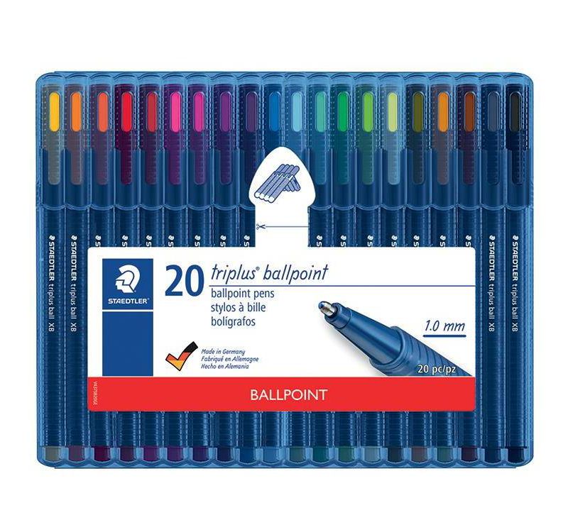 20pk Ballpoint Pens Triplus Multiple Colored Ink - Staedtler