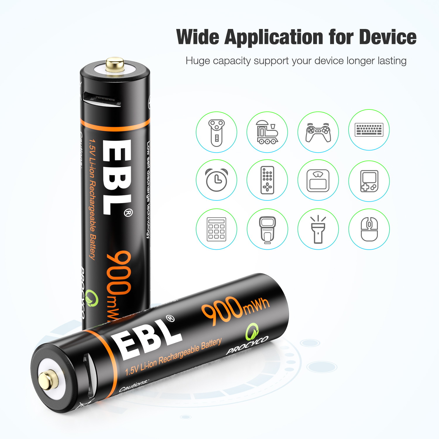 EBL 4 Pcs USB Rechargeable Lithium ion AAA Batteries - 1.5V Long Lasting Rechargeable Triple A Battery Quick Charge in 2H