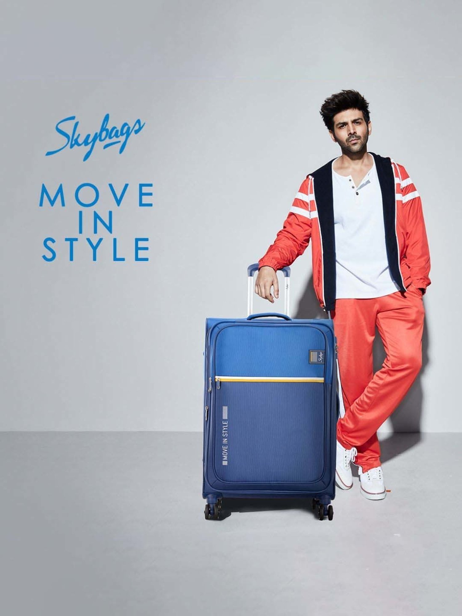 Skybags Snatch Blue Color Block Soft Medium Trolley Bag - 45 cm