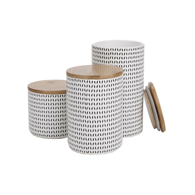 Mind Reader Ceramic Canister Set with Lids, 3 pc set, Blue