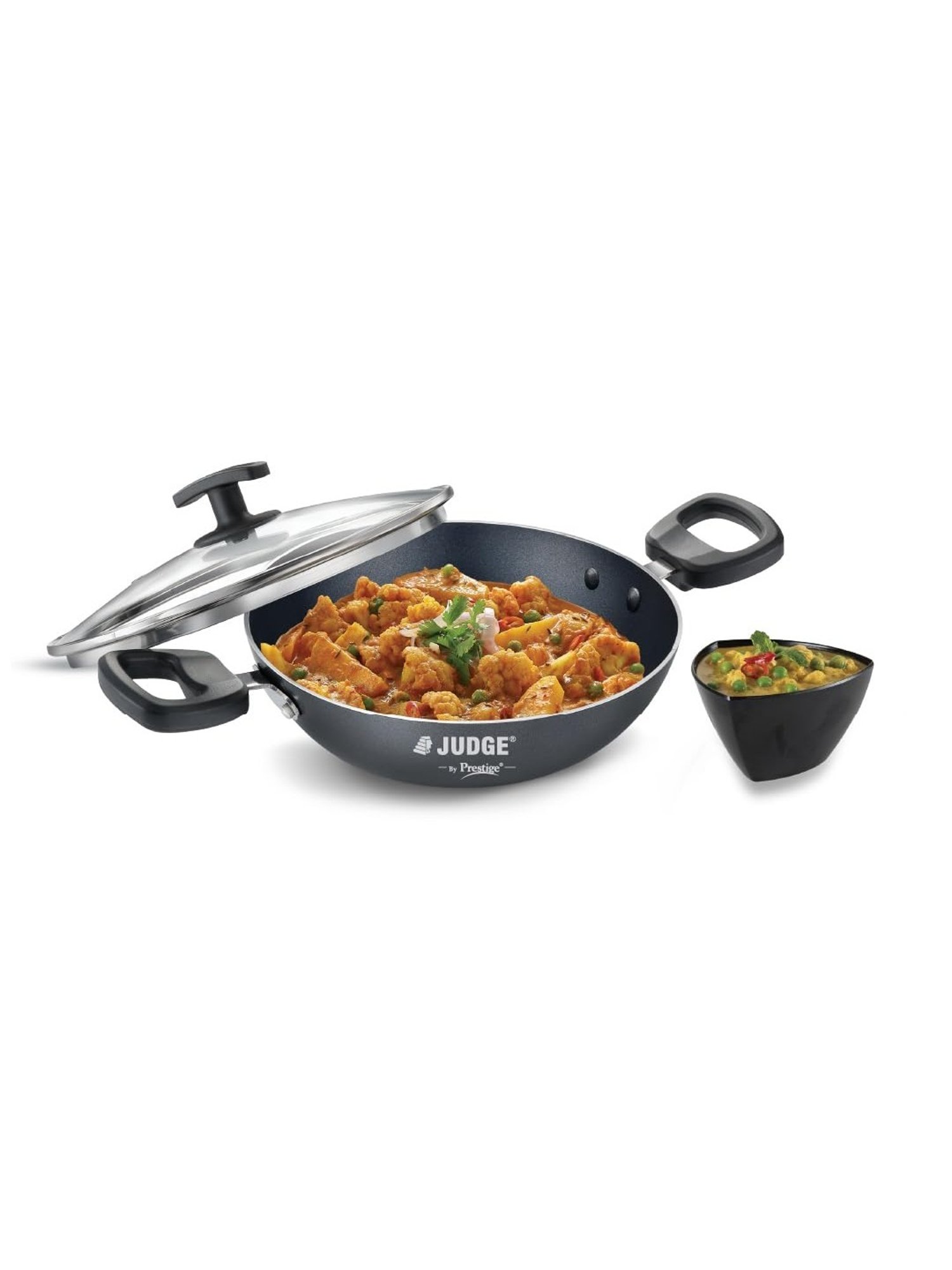 Judge by Prestige Everyday Black Aluminium Kadhai 22 cm with Lid 1.6 L
