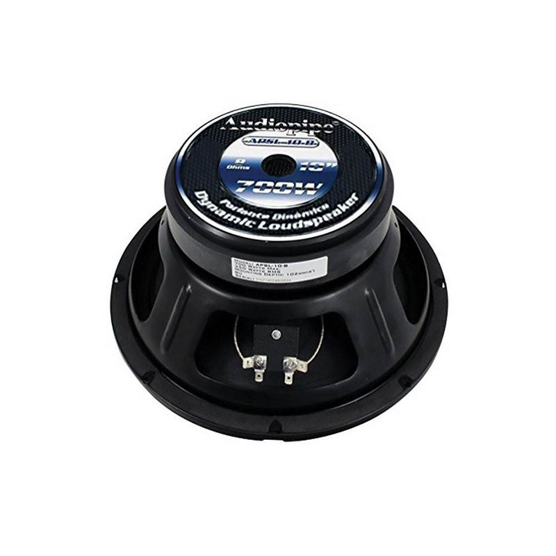 Audiopipe APSP-1050 10" 700 Watt MAX, 350 Watts RMS, and 8 Ohm Dynamic Mid Range Car Audio Loudspeaker with 2.5 Inch Kapton Voice Coil, Black (2 Pack)