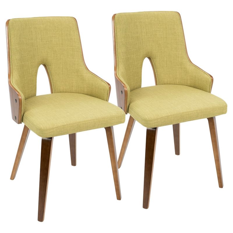 Set of 2 Stella Mid - Century Modern Padded Chair Green - Lumisource