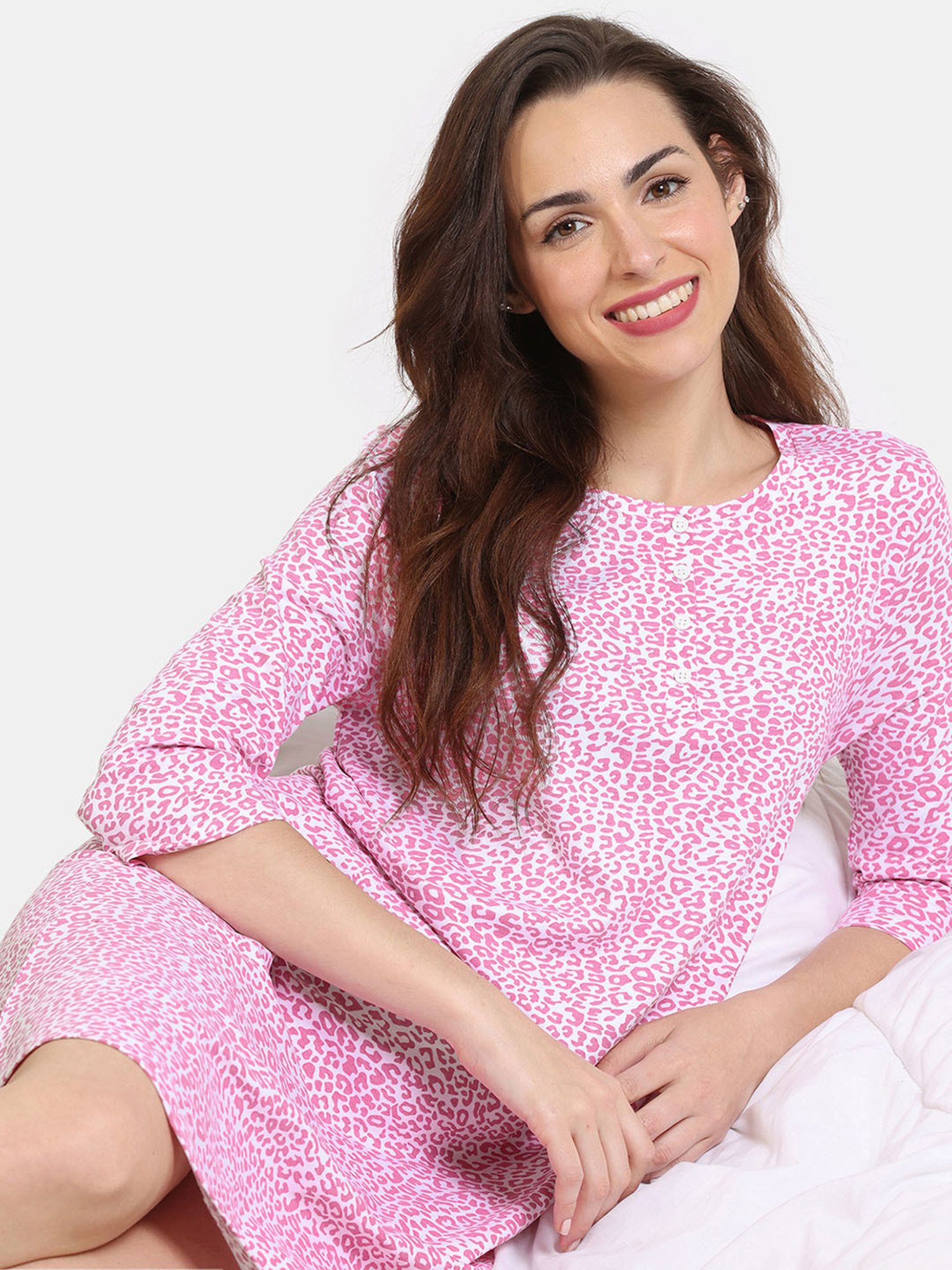 Zivame Pink Printed Night Dress