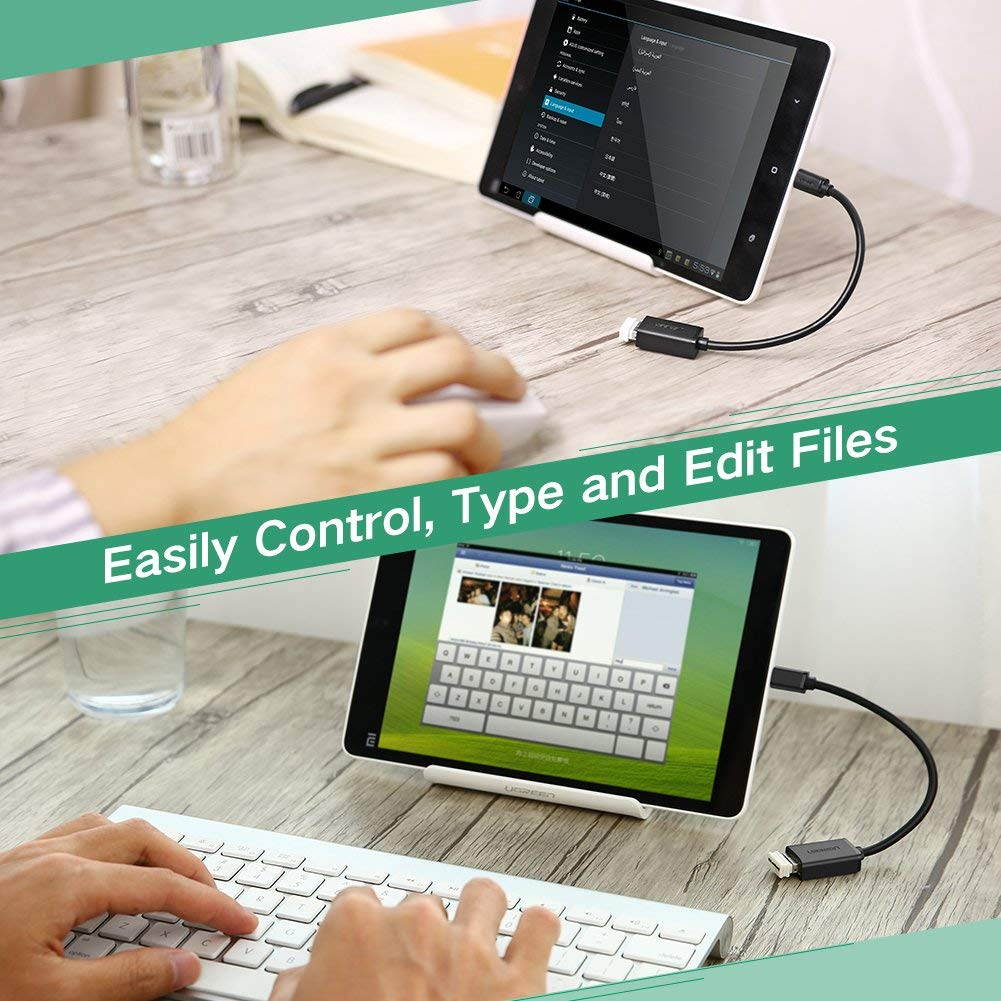 UGREEN Micro USB to USB, Micro USB 2.0 OTG Cable 2 Pack On The Go Adapter Micro USB Male to USB Female for Samsung S7 S6 Edge S4 S3, LG G4, Dji Spark Mavic Remote Controller, Android Tablets