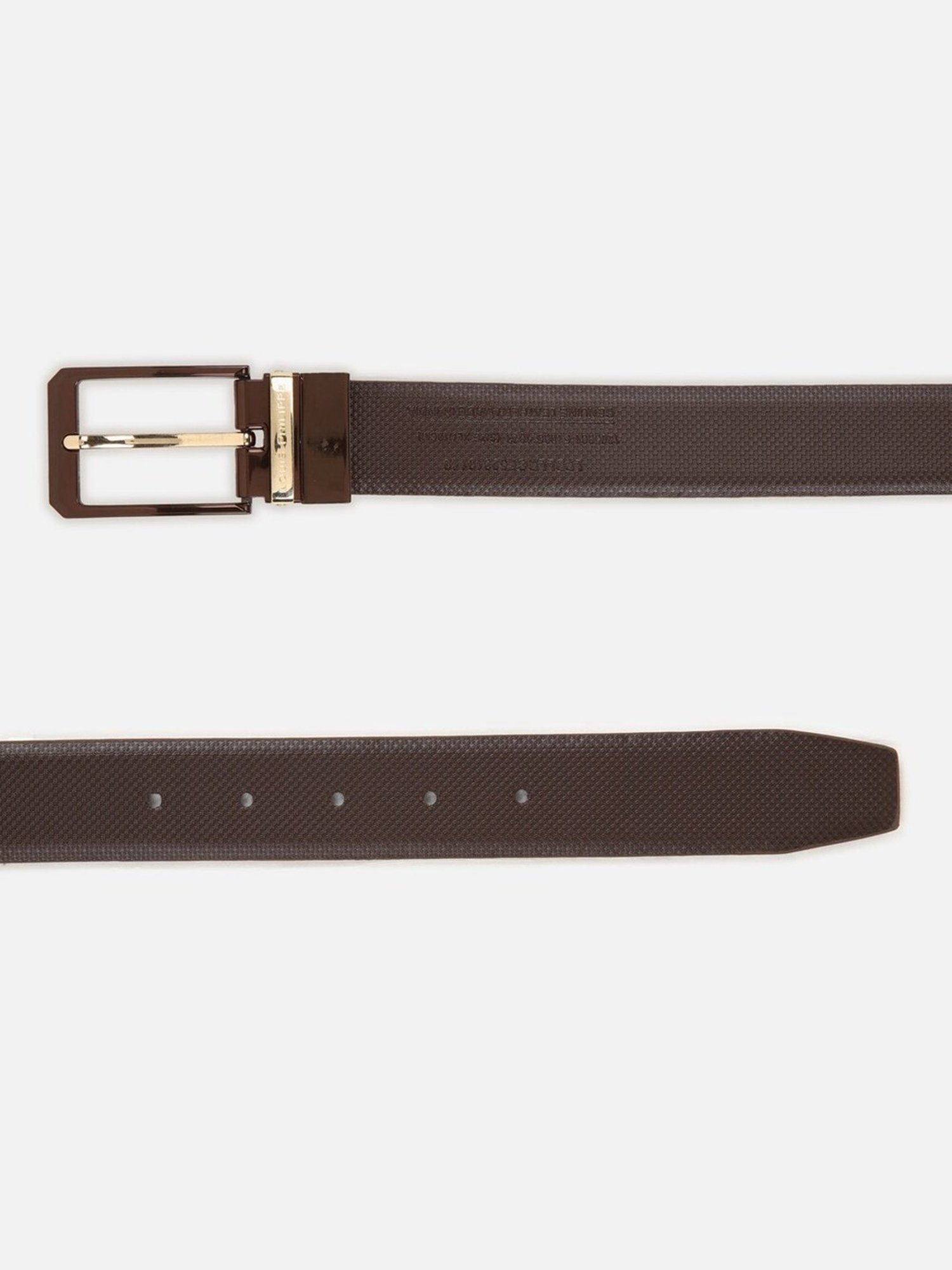 Louis Philippe Brown Leather Textured Reversible Belt