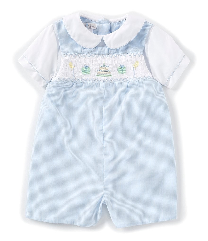 Petit Ami Baby Boys 12-24 Months Birthday Smocked Jon Jon Shortall