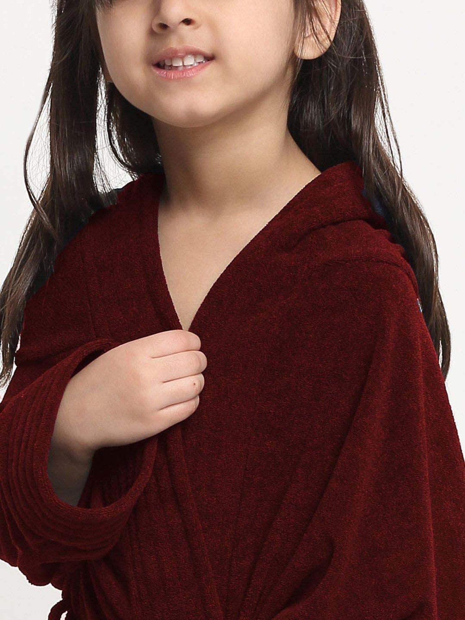 Creeva Melodious Grape Wine Micro Terry 250 GSM Kids Bathrobe 4-5 Yrs With Front Pocket