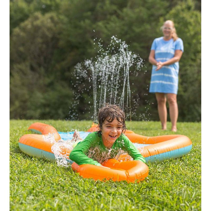 HearthSong 12'L Inflatable Water Slide with 3'W Splash Pool and Two Inflatable Speed Boards