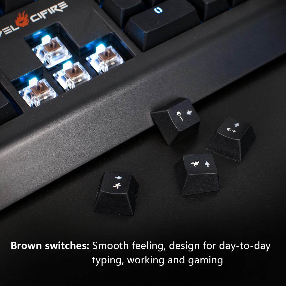 Velocifire VM01 Mechanical Keyboard for PC Game with Brown Switches Gaming Keyboard  Black Ship from US