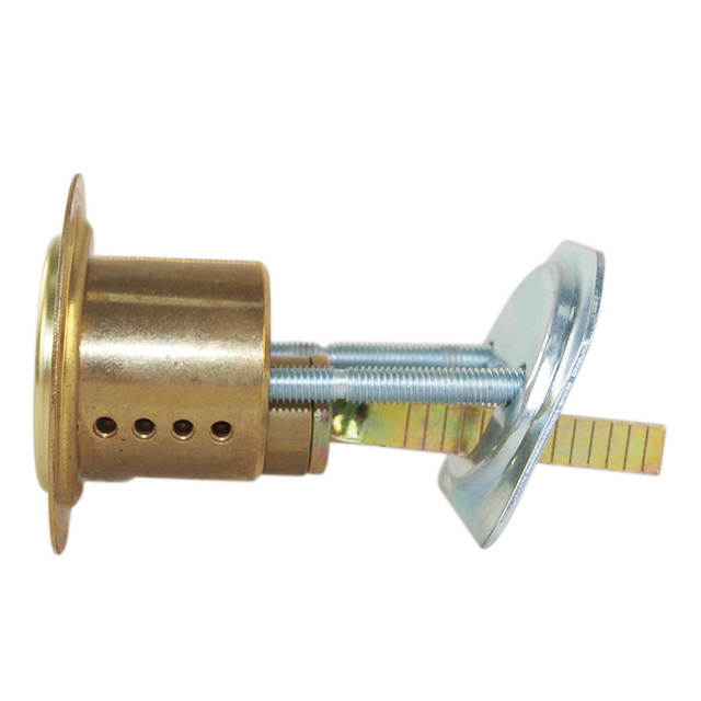 Mul-t-lock, RIM1VT-05-MT5, Brass, Replacement 1-1/8" Rim Cylinder Lock For Jimmy Proof Deadlock, HIGH SECURITY, MT5 + KEYWAY