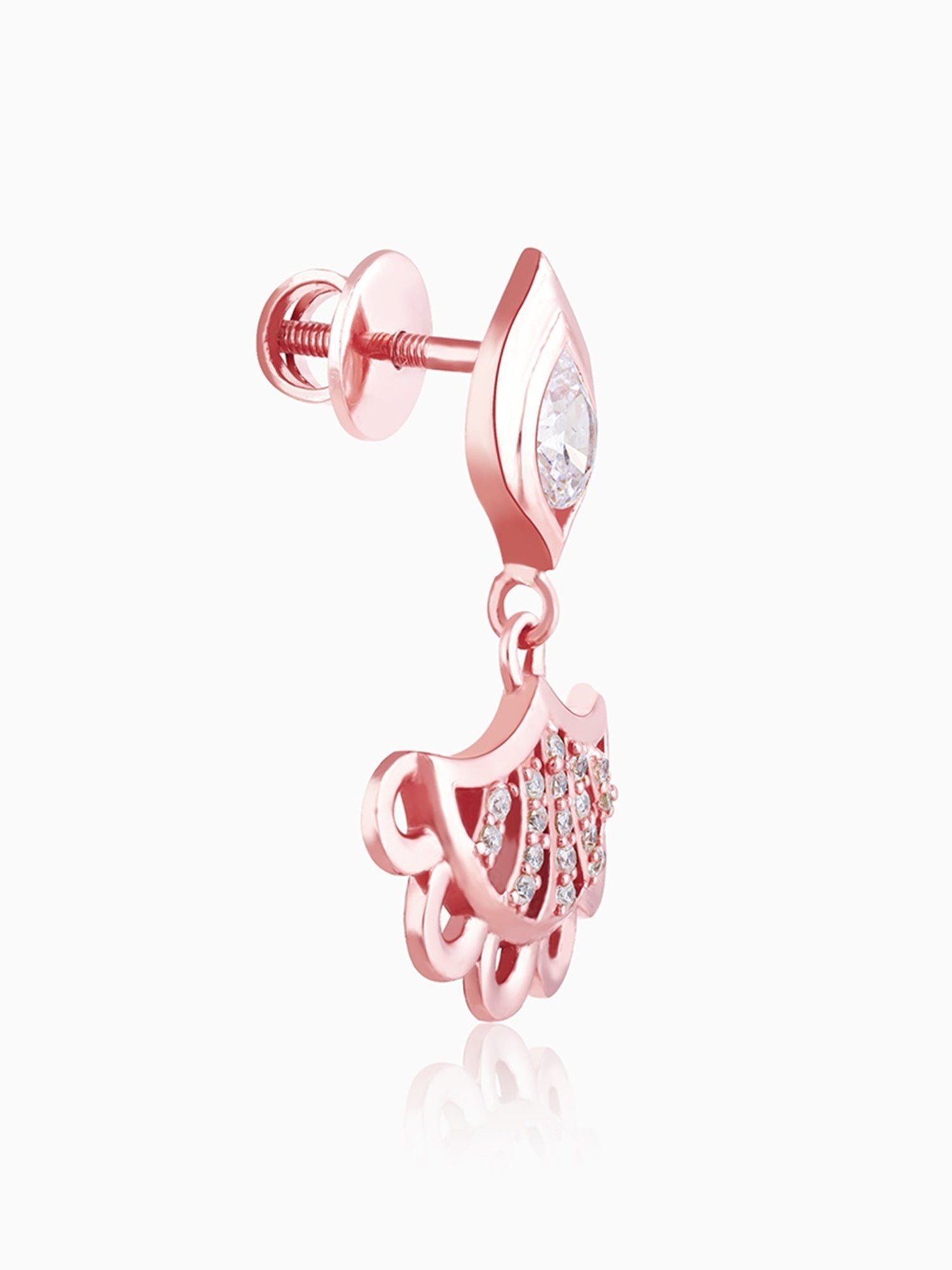 GIVA 92.5 Sterling Silver Rose Gold Diya Inspired Drop Earrings