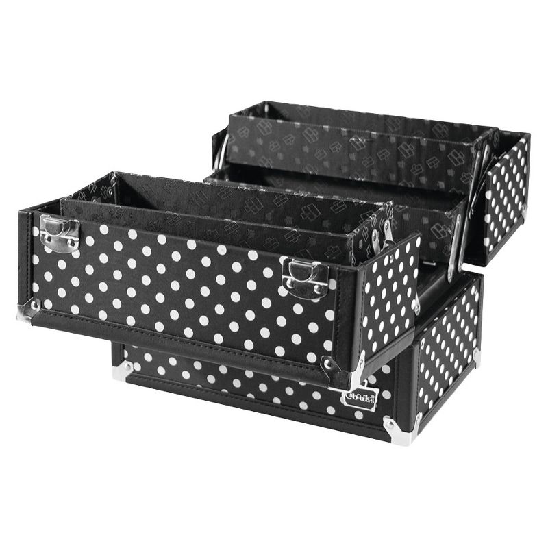 Caboodles Charmed 4-Tray Train Case Black with White Dots