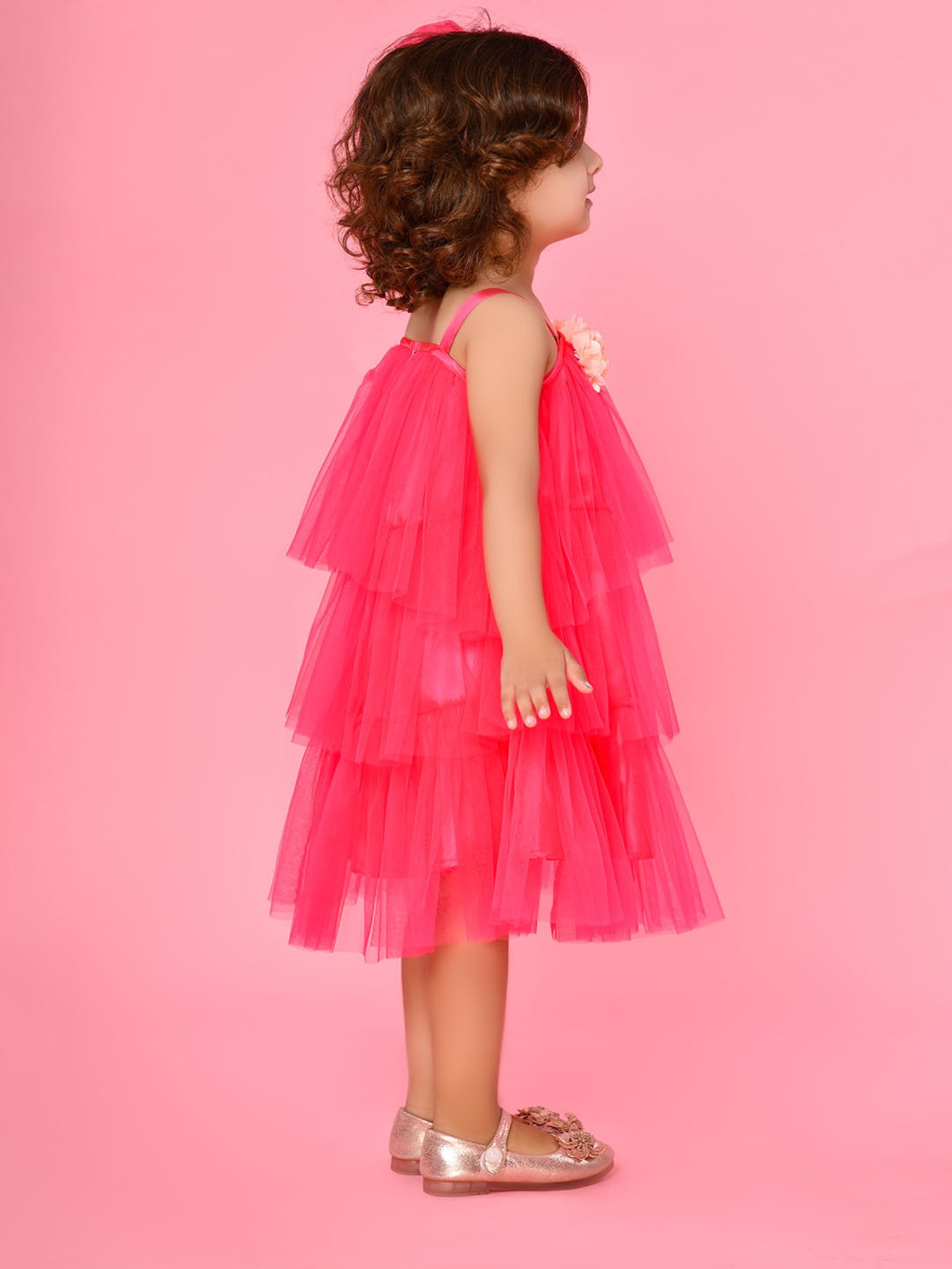 Saka Designs Kids Pink Applique Dress