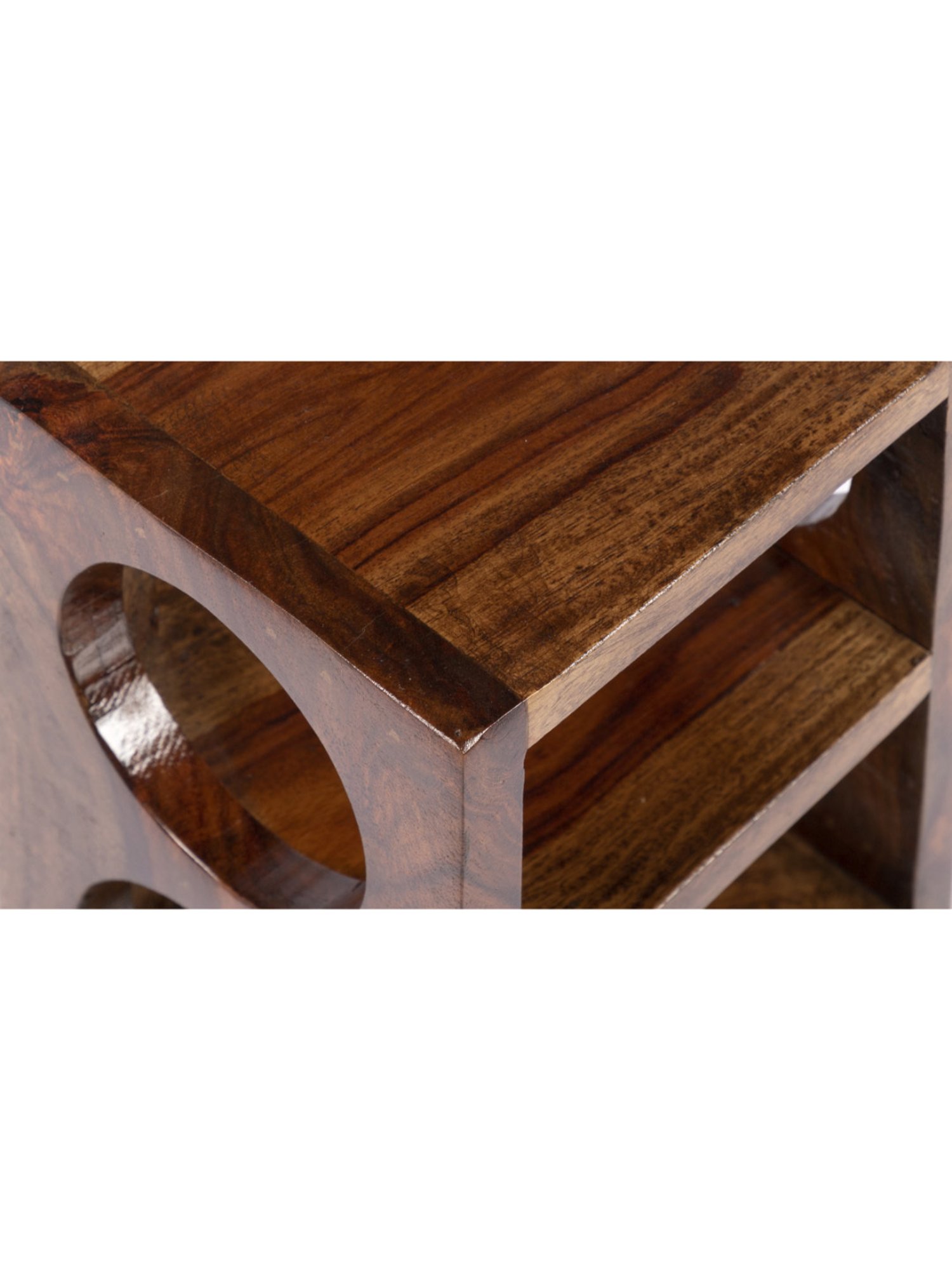 Ikiriya Kassel Solid Brown Wood Wine Rack Teak Finish