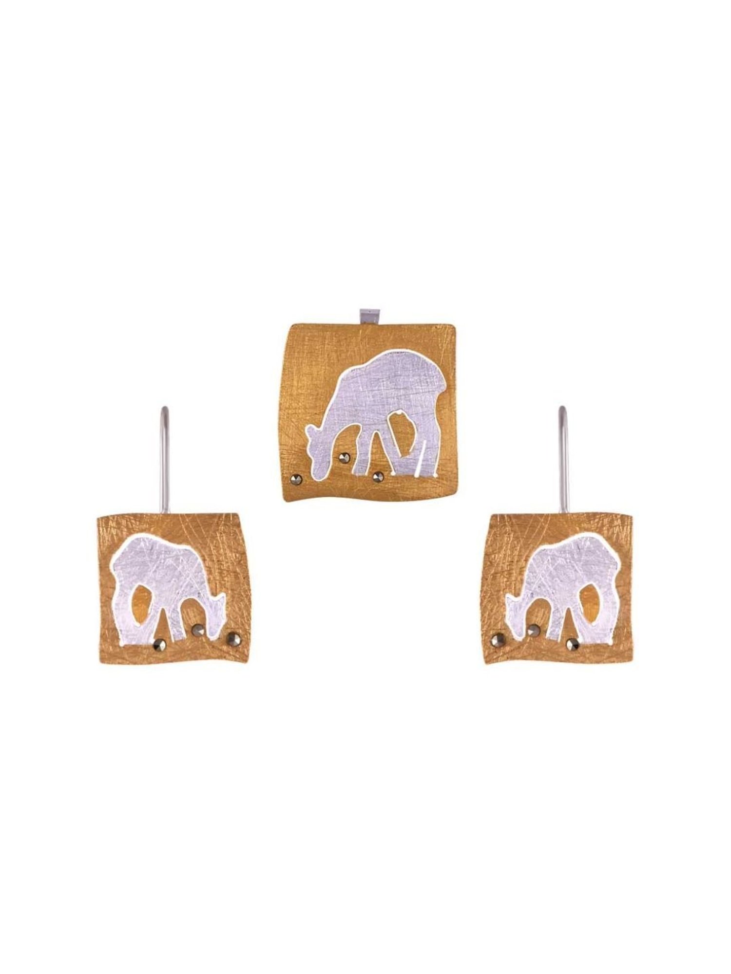 Rihi by P.C. Chandra Jewellers 925 Silver Abstract Animal Pendant with Earring Set for Women & Girls