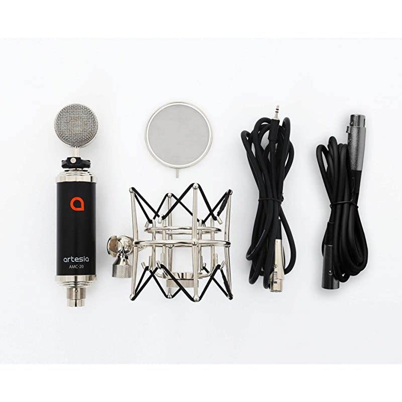 AMC-20 Studio Large-Diaphragm Condenser Microphone w/Shock Mount + Pop Filter & 8' XLR Cable