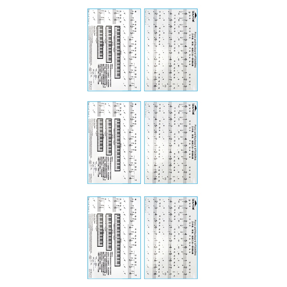 3 Sheets Removable Creative Piano Stickers Piano Beginner Stickers Keyboards Sticker