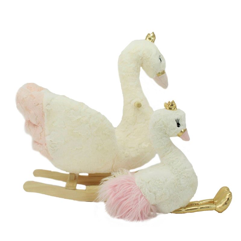 Soft Landing Darling Duos Swan Children's Rocker and Stuffed Animal bundle