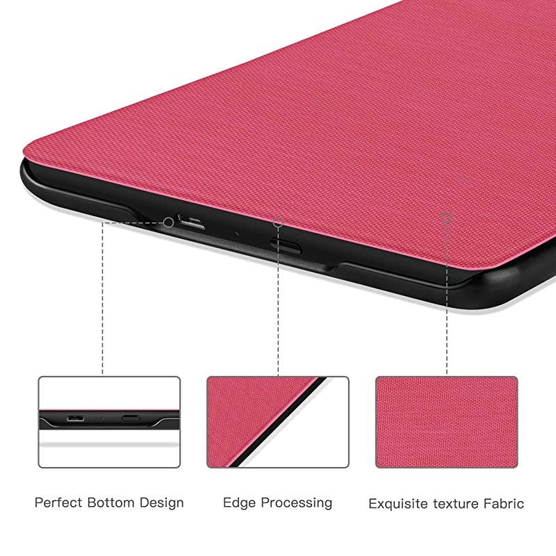 Fabric Case for Kindle Paperwhite 10th 2018 - Thinnest&Lightest Smart Cover with Auto Wake/Sleep - Support Back Cover adsorption(Not fit Kindle 10th 2019 or Kindle oasis3 10th 2019),K10 Pink