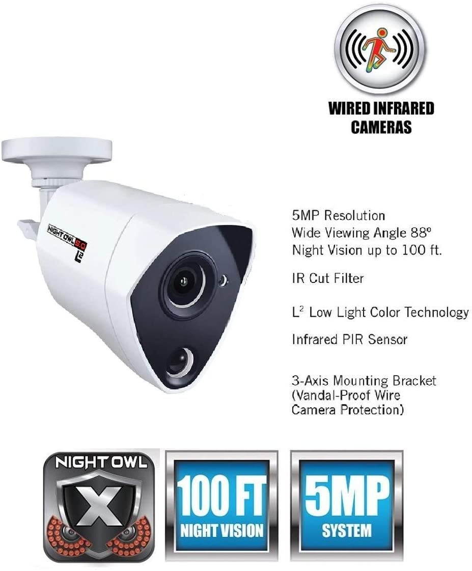 Night Owl Security 1 Pack Extreme HD 5MP Dual Sensor Wired Infrared Camera (White, Replacement Camera Only, No Charger, No Cable)