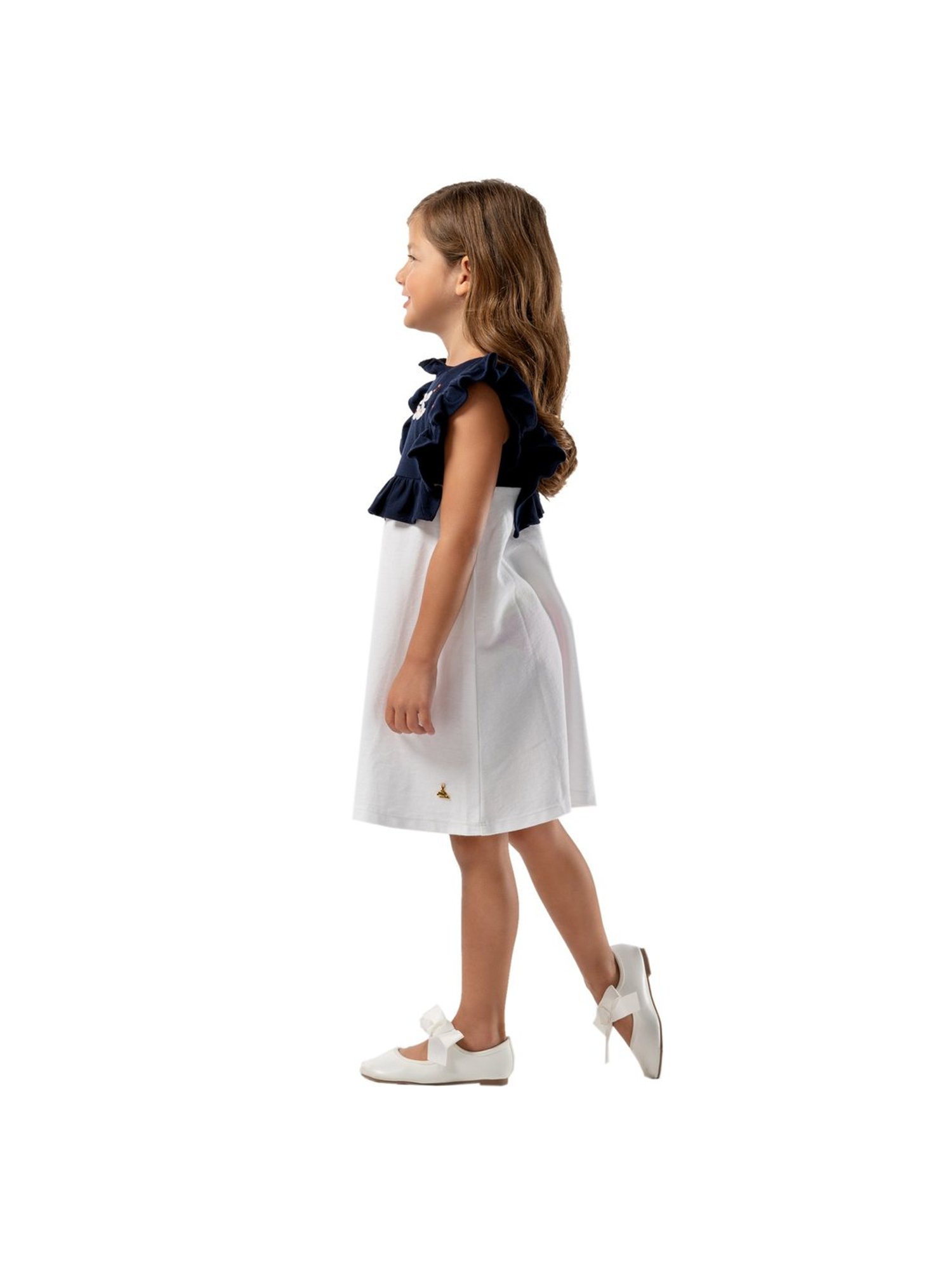 Cherry Crumble By Nitt Hyman Kids Navy & White Embroidered Dress