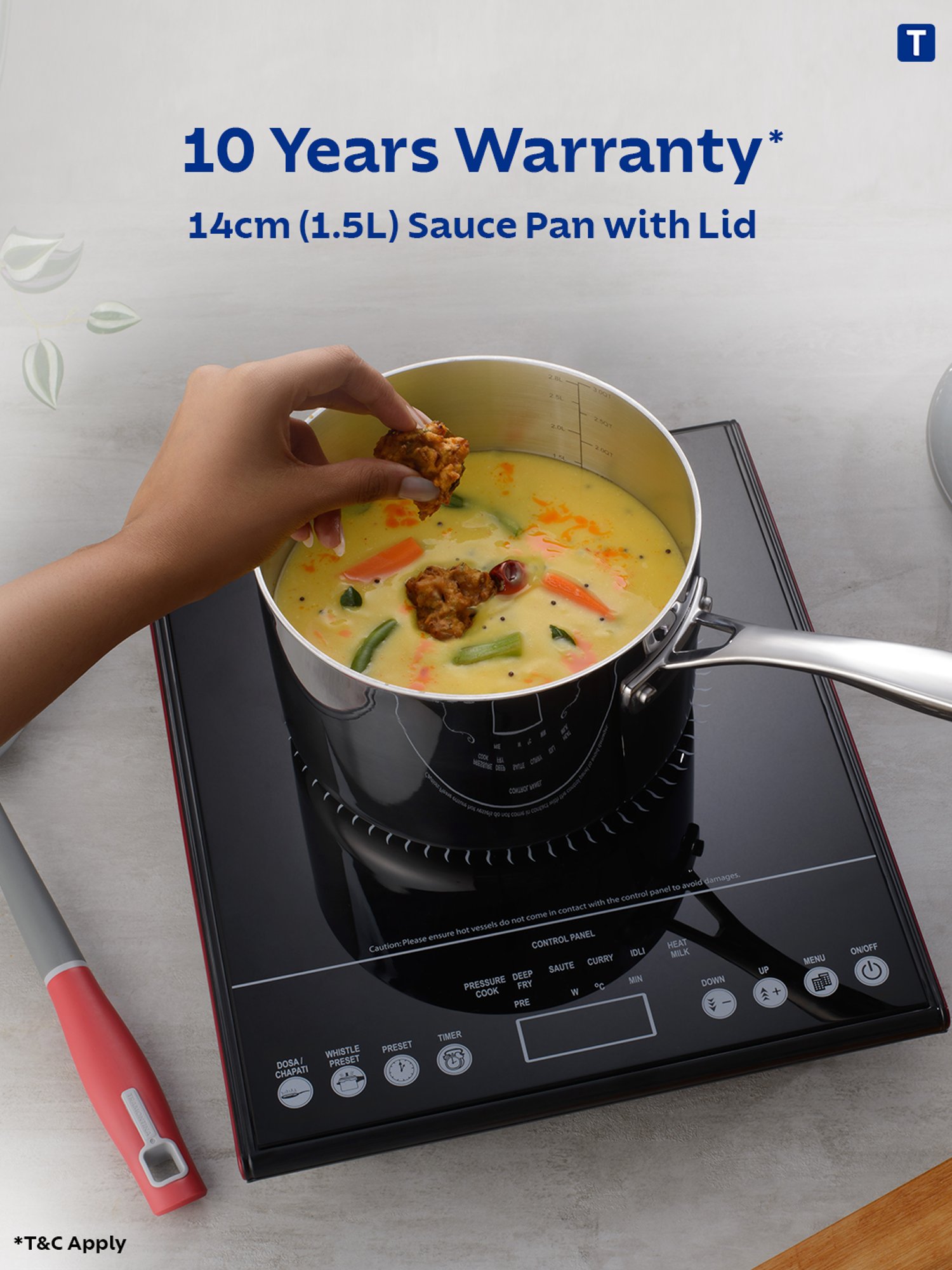 Tramontina Aeion Triply Non-Toxic Stainless Sauce Pan with Lid 14cm/1.5L NSF Certified