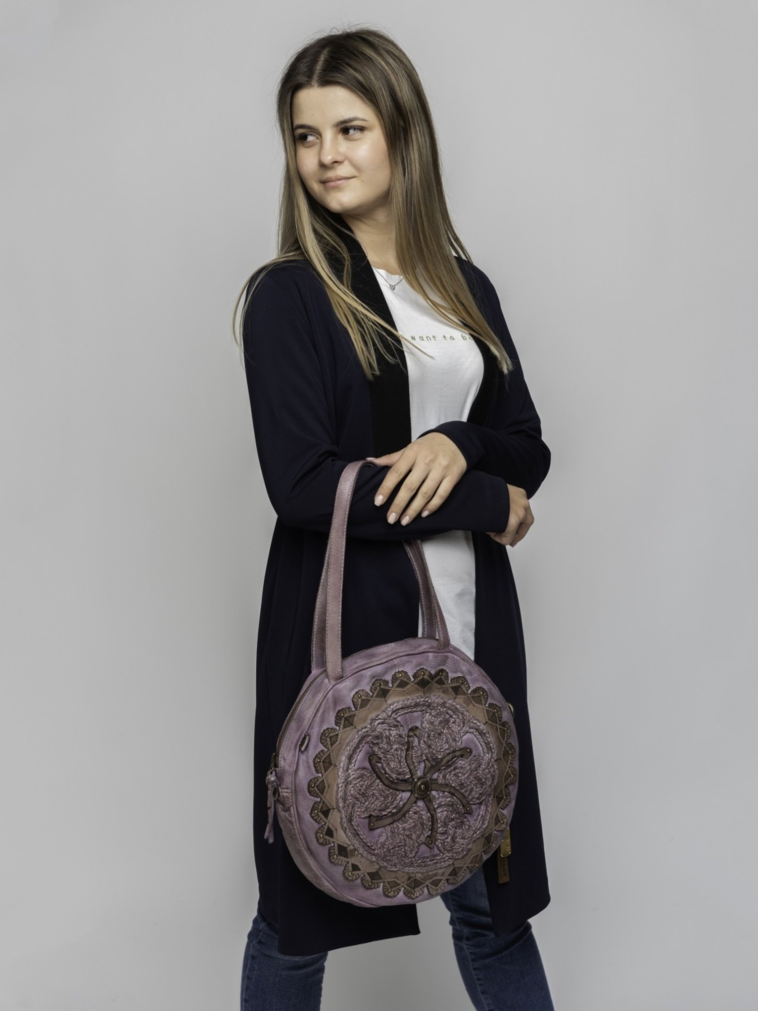 Art N Vintage Parma Quail Purple Leather Textured Medium Shoulder Handbag