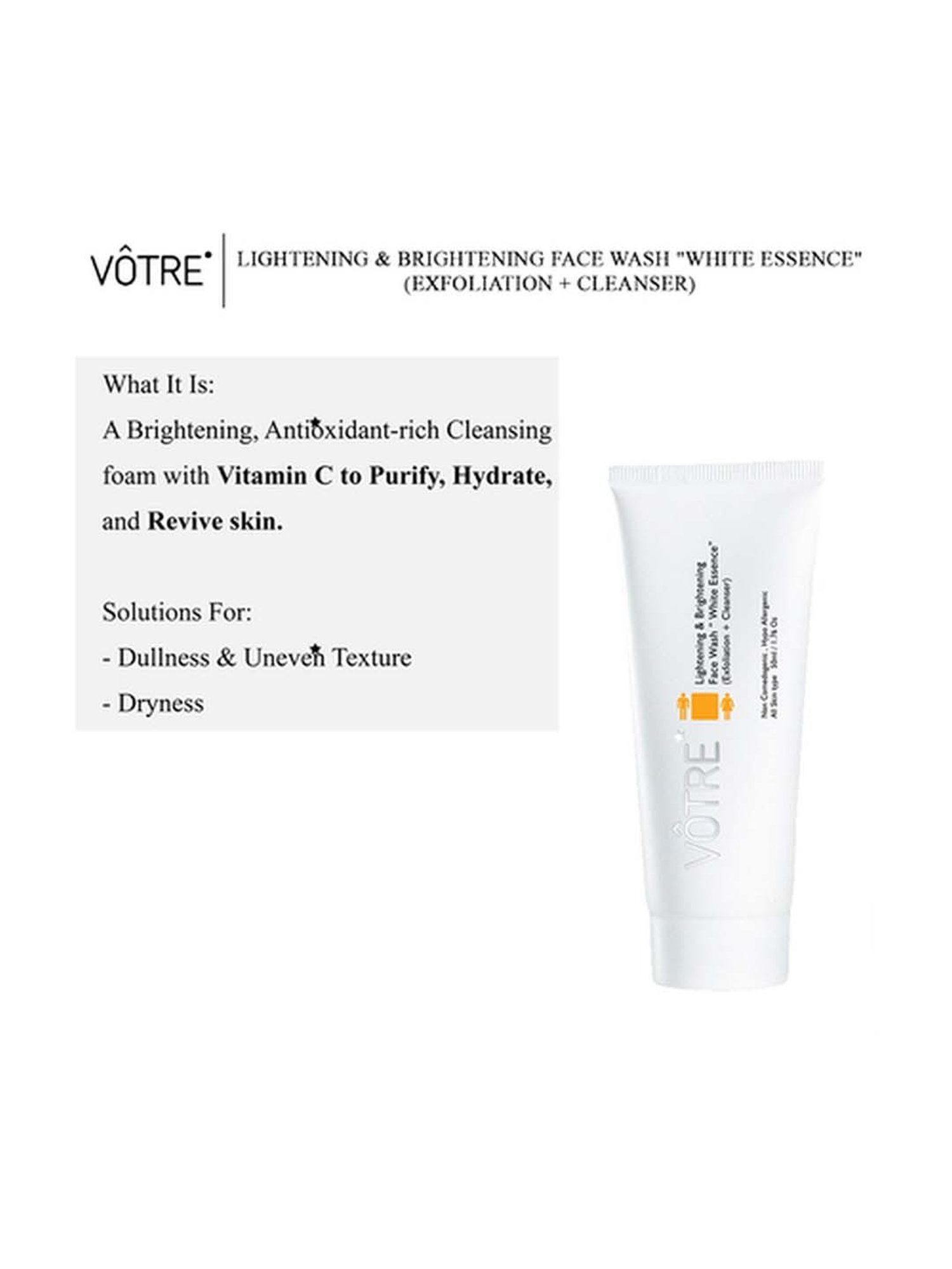 Votre Lightening & Brightening Face Wash White Essence 50ml