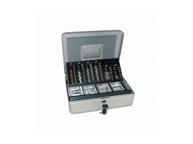 PM Company 04967 3-in-1 Cash-Change-Storage Steel Security Box w/Key Lock, Pebble Beige