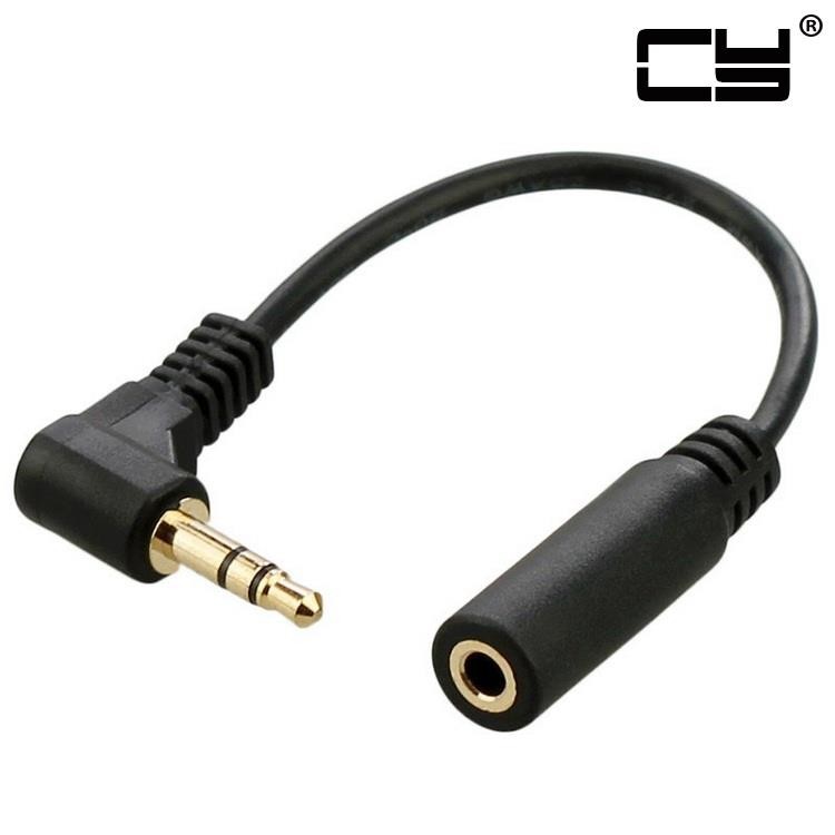 CHENYANG 90 degree right angled 3.5mm 3poles Audio Stereo Male to Female Extension Cable 10cm Black