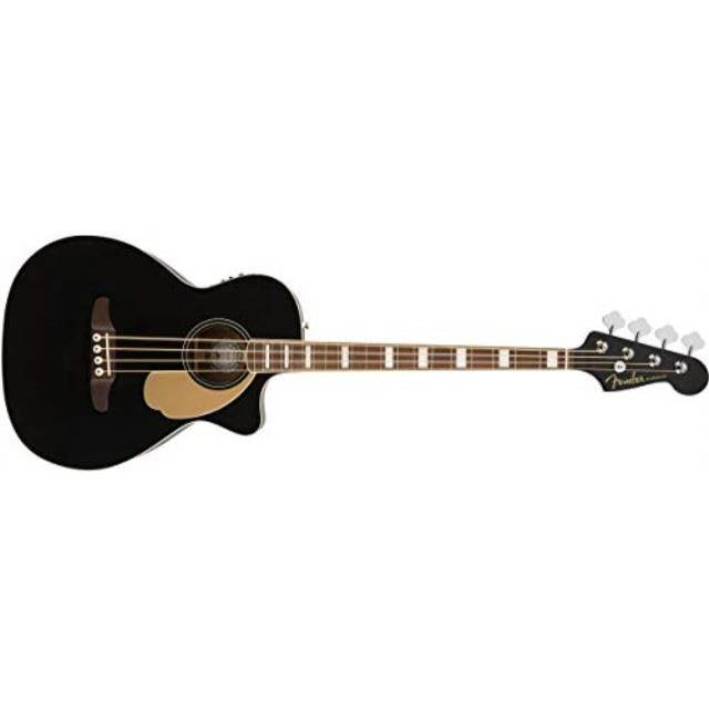 fender kingman acoustic bass guitar v2  black  with bag  walnut fingerboard