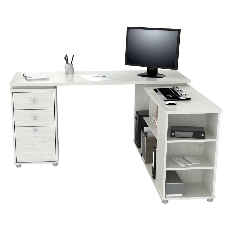 L Shaped Computer Work Station Washed Oak - Inval