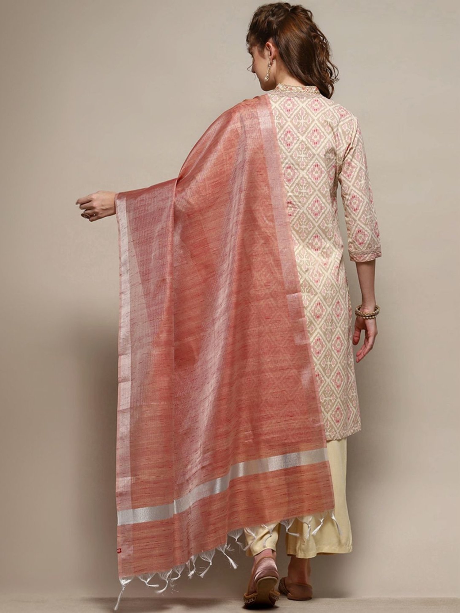 Biba Pink Woven Pattern Dupatta
