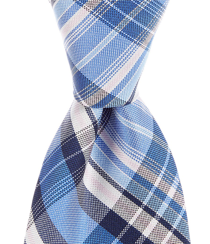 Roundtree & Yorke Davion Plaid Traditional 3 3/8#double; Silk Tie