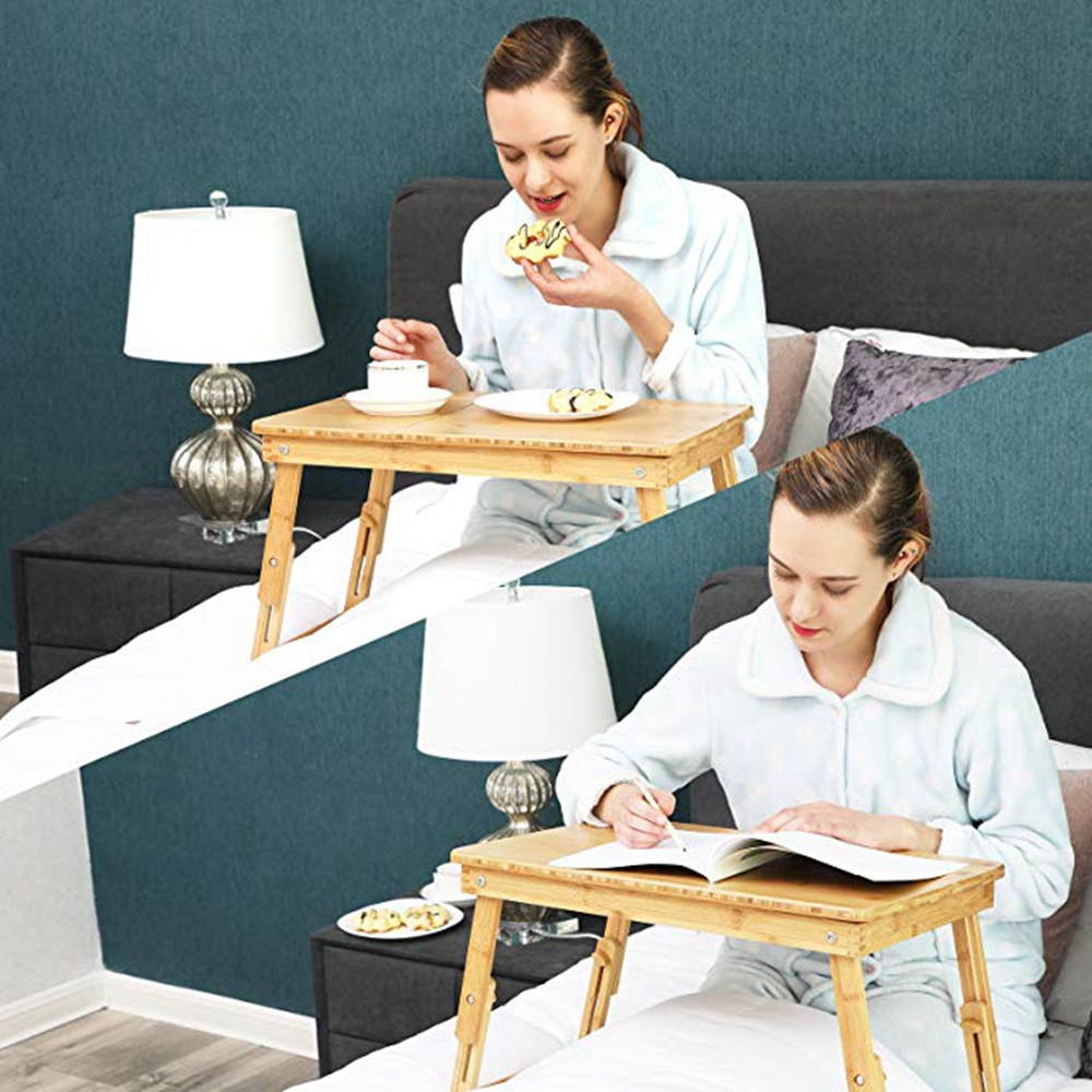 Laptop Lap Desk Laptop Bed Table Adjustable Bamboo Rack Laptop Desk Adjustable Portable Breakfast Serving Bed Tray Dormitory Bed Lap Desk Portable Book Reading Tray Stand For Sofa Bed