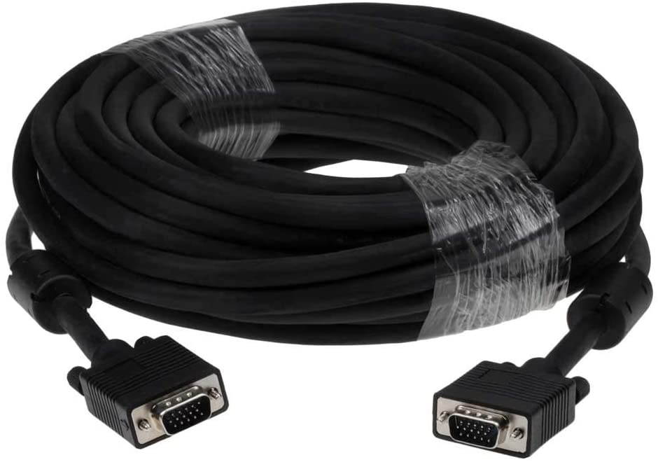 cables direct online 15ft svga + audio monitor cable, male to male 1080p super vga display cord for pc projector laptop tv