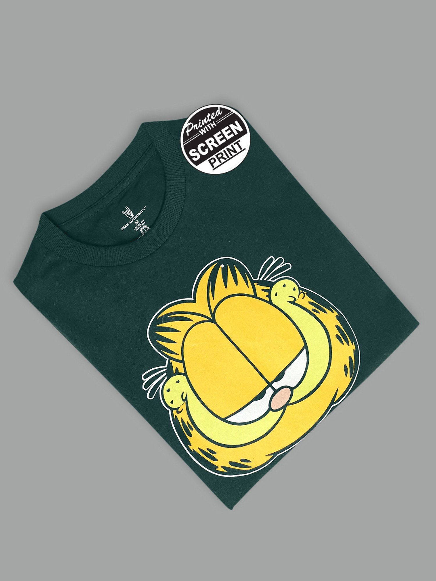 Free Authority Green Loose Fit Printed T-Shirt