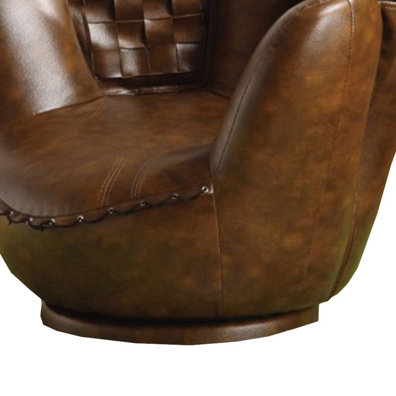 Baseball Glove Chair & Ottoman Brown - Benzara
