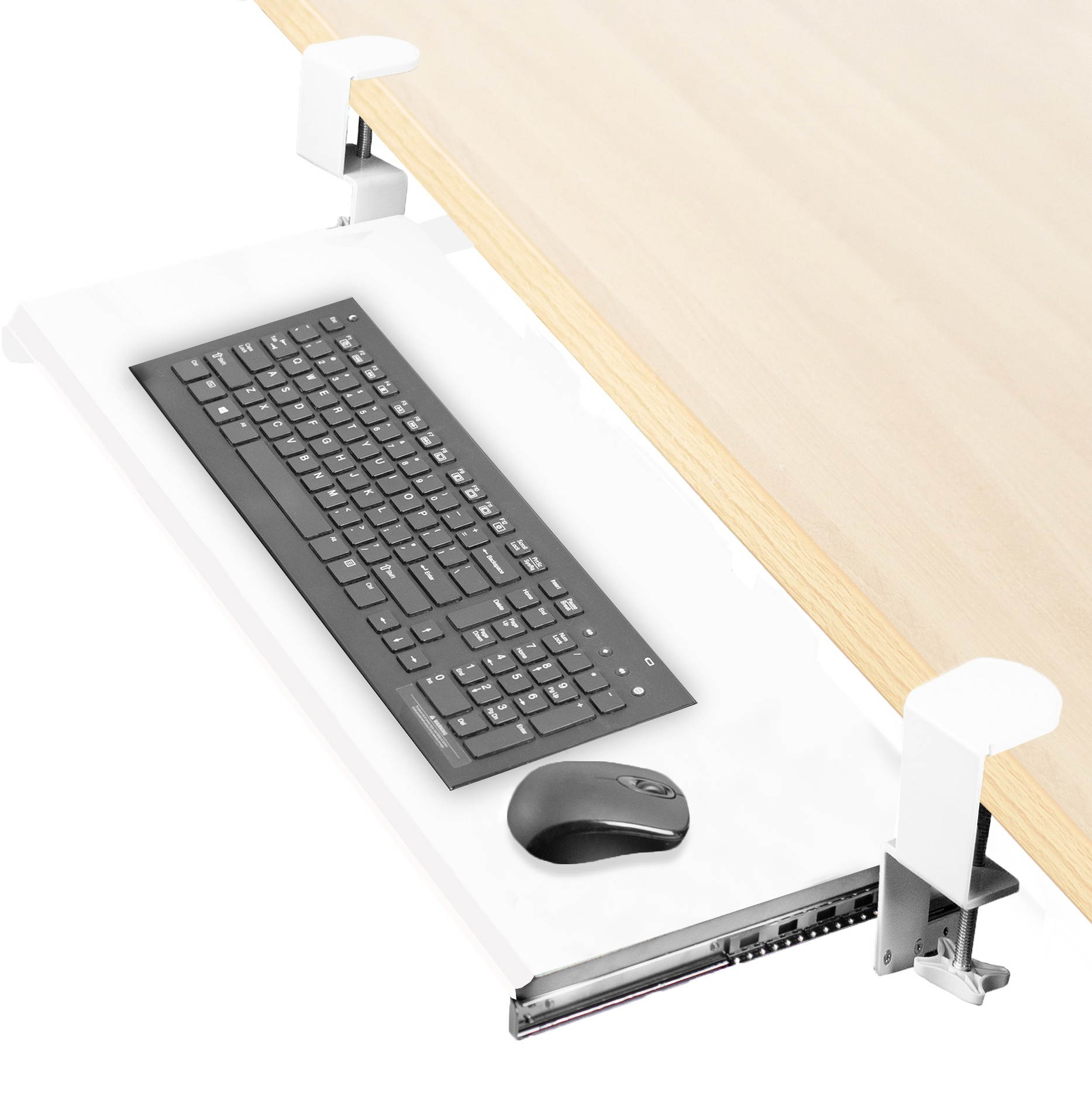 VIVO Extra Sturdy Clamp-on Computer Keyboard and Mouse Under Desk Slider Tray | 27" x 11" Platform Drawer (MOUNT-KB05W)