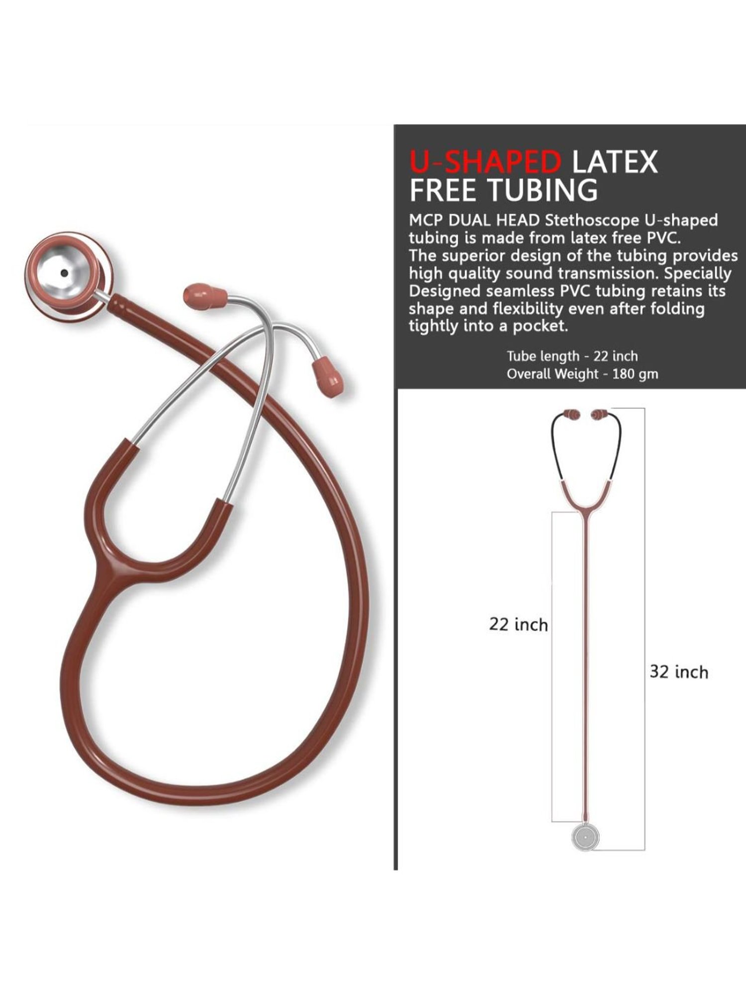 MCP Dual Head Stethoscope (Chocolate Brown)