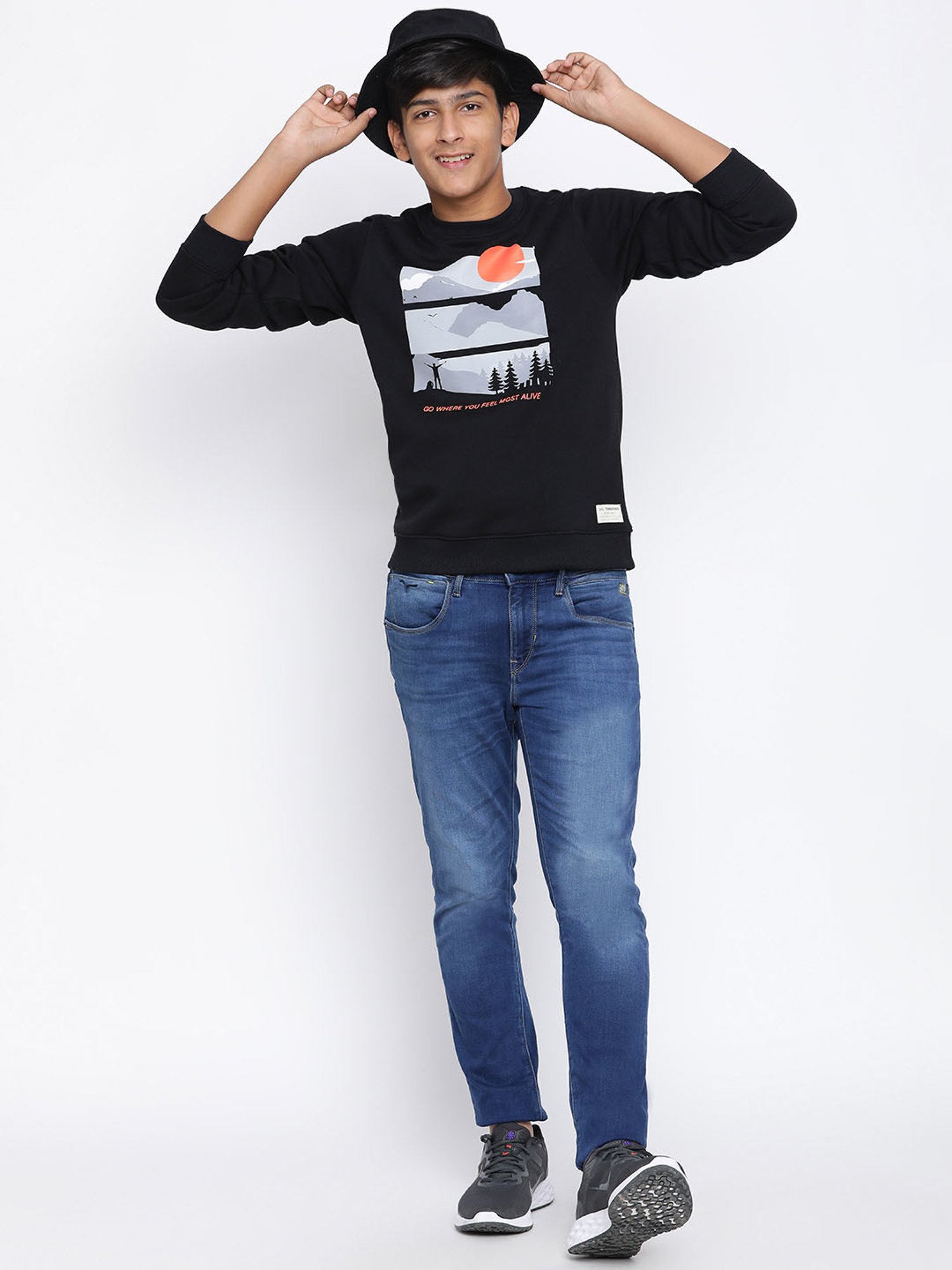 Lil Tomatoes Kids Black Printed Full Sleeves Sweatshirt