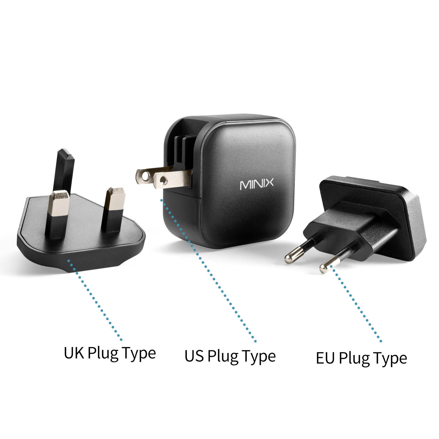 MINIX P1 66W Turbo 3-Port GaN Charger combines two USB-C port and a USB-A port to create a next-gen charger that delivers unprecedented power and portability.