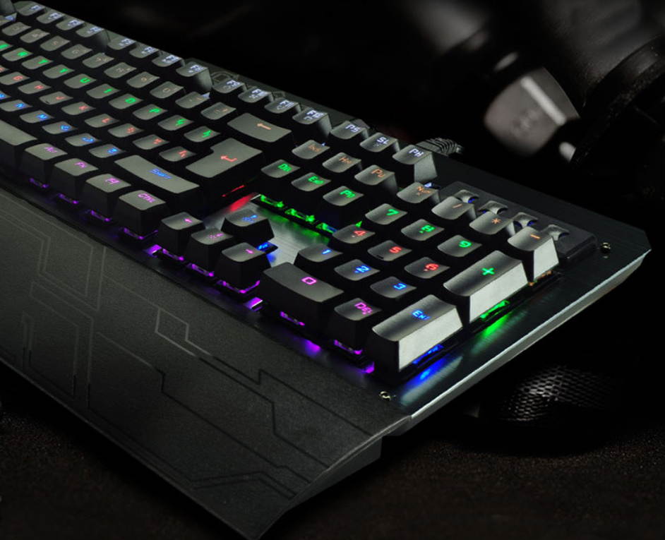 K26 Blacklit Mechanical Gaming Keyboard with Blue Switches - 104 Keys Wired USB Keyboard with 8 Color LED- Anti-ghosting Keys