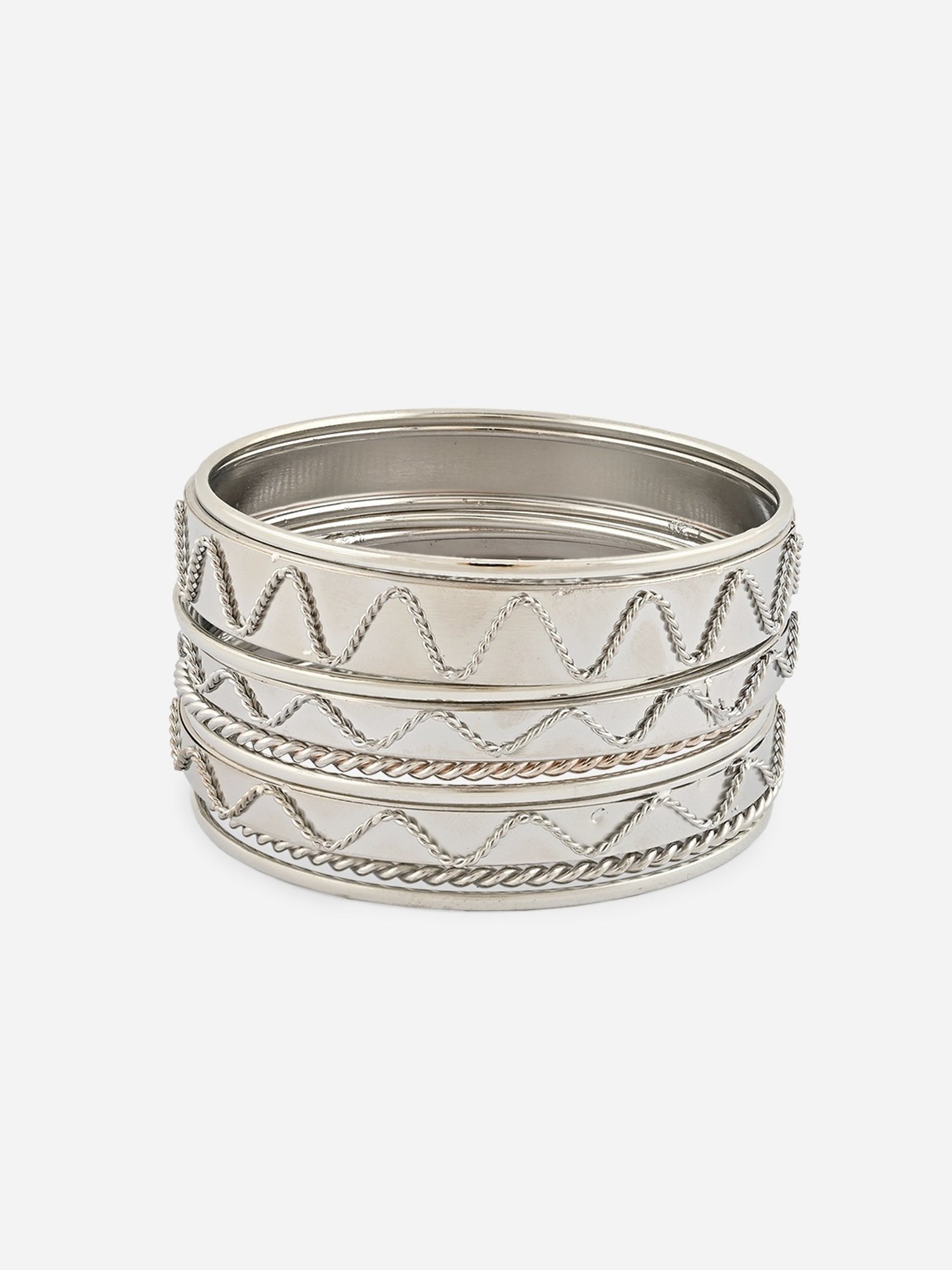 Fida Silver Plated Wedding Bangle for Women Set of 9