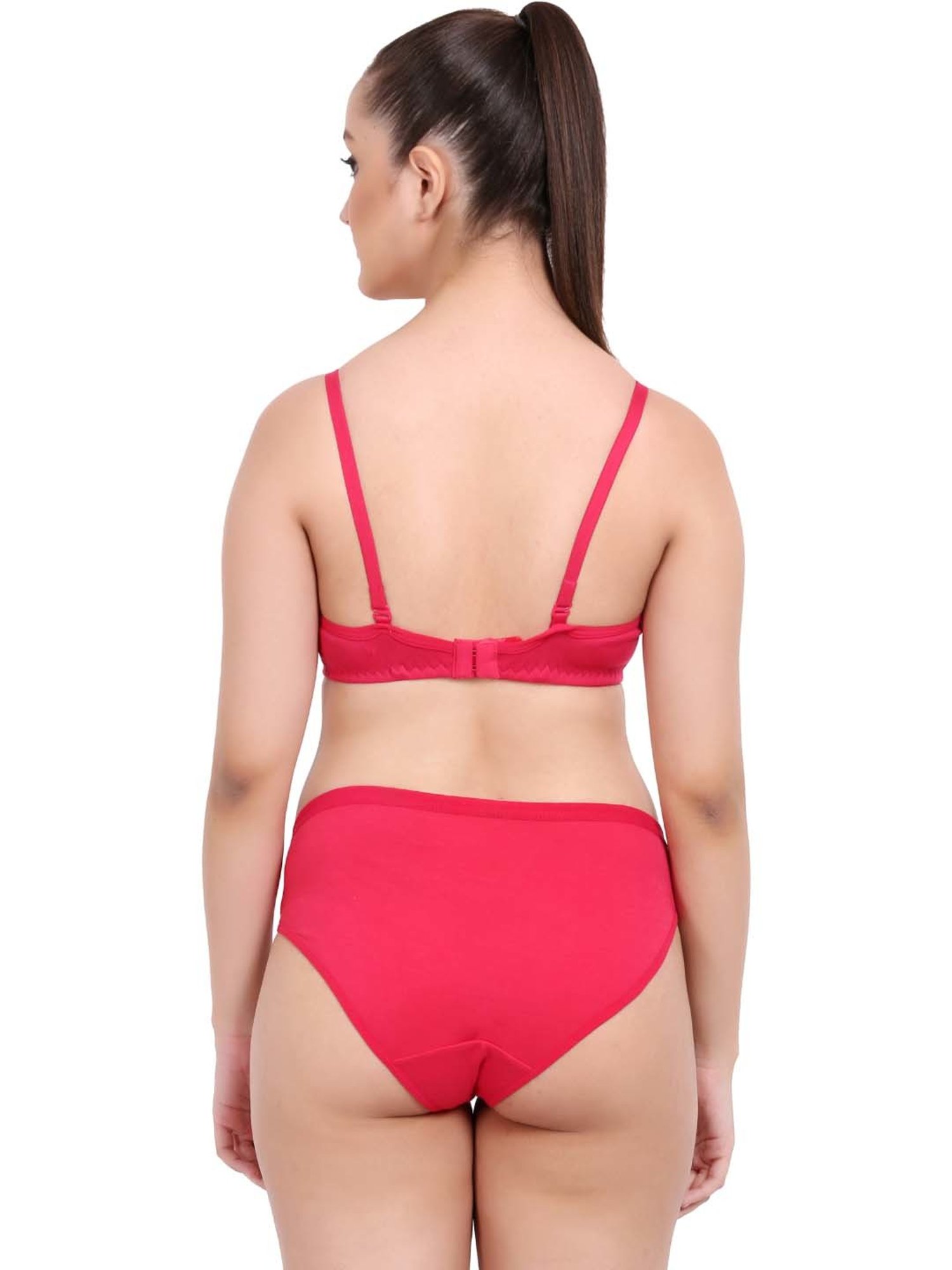 AROUSY Red Cotton Bra & Panty Set